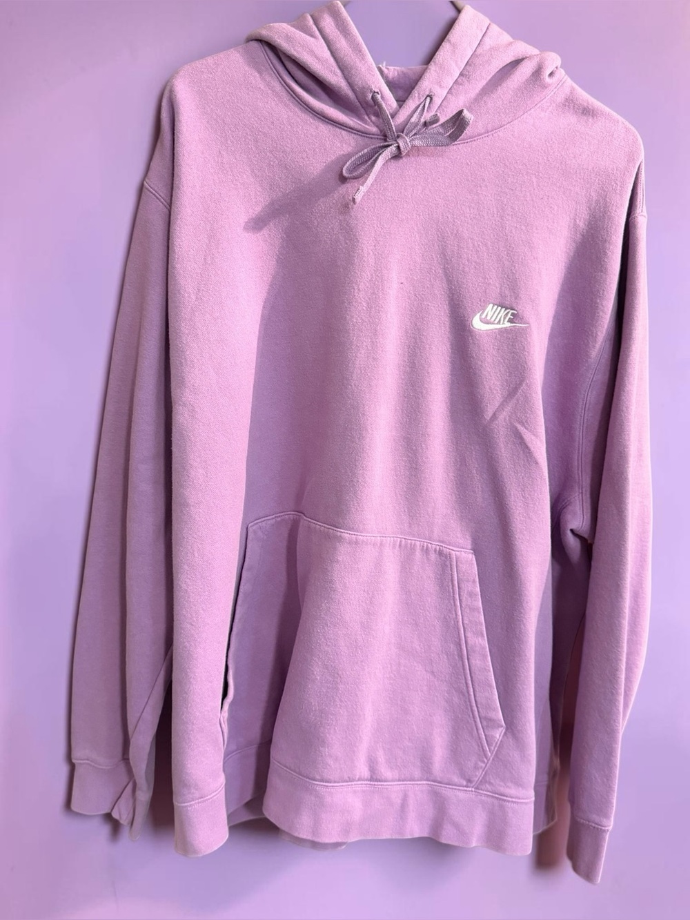 Nike Men's XXL Lavender Pink Pullover Hoodie Embroidered Swoosh Streetwear